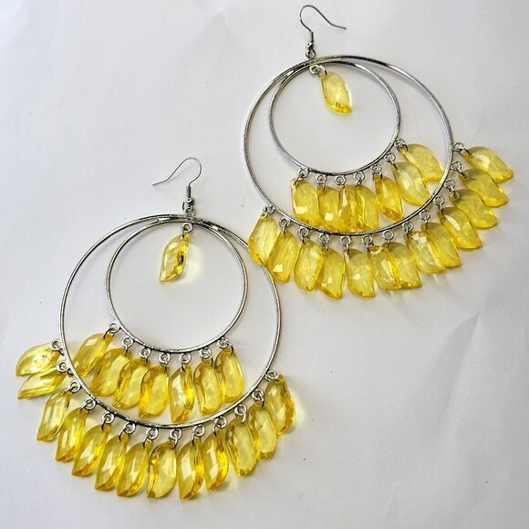 Yellow Hoop Earrings - Picture 1 of 7